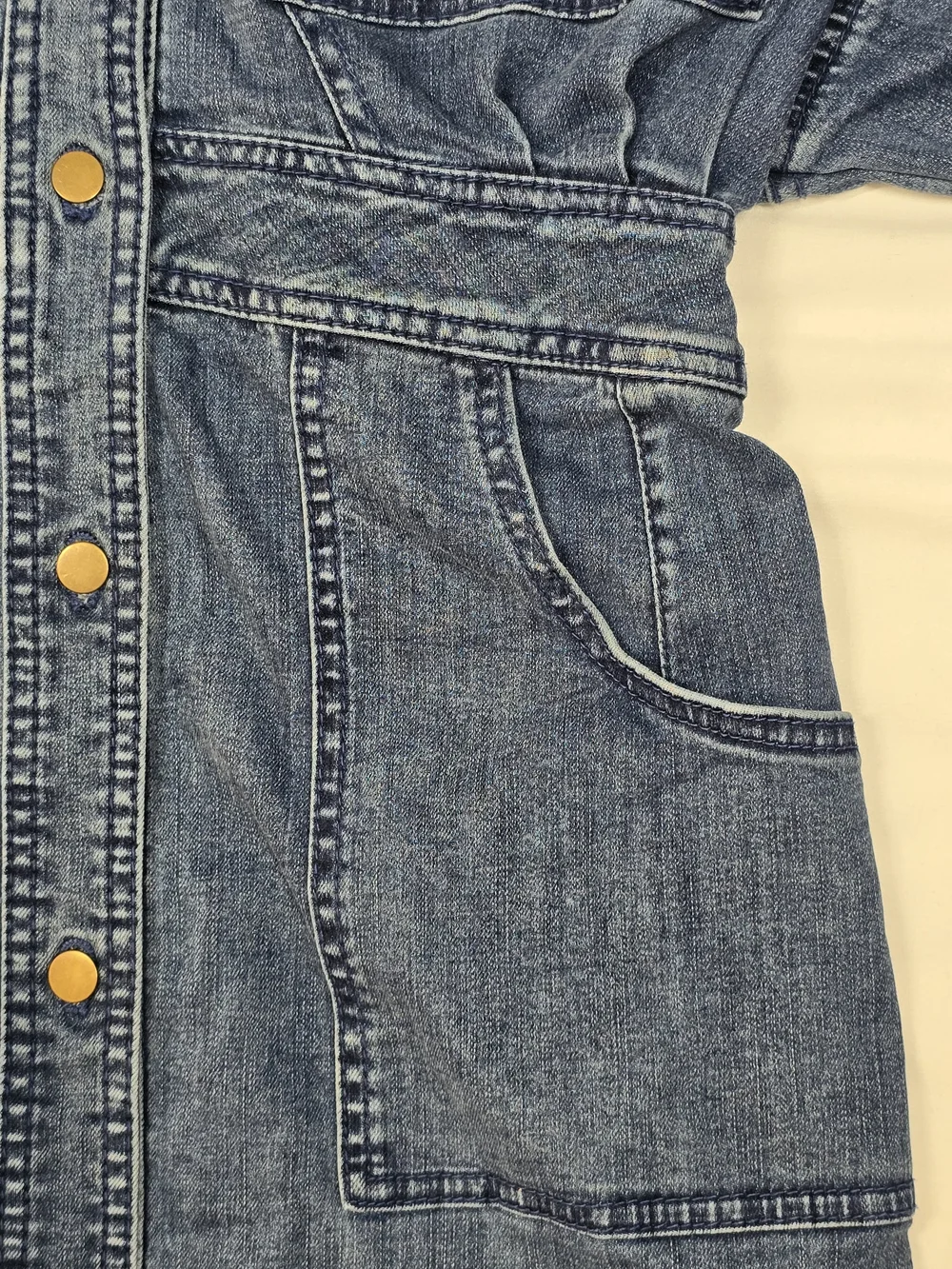 Free People We The Free Hannah Denim Button-Front Mini Dress - L - Picture 13 of 13